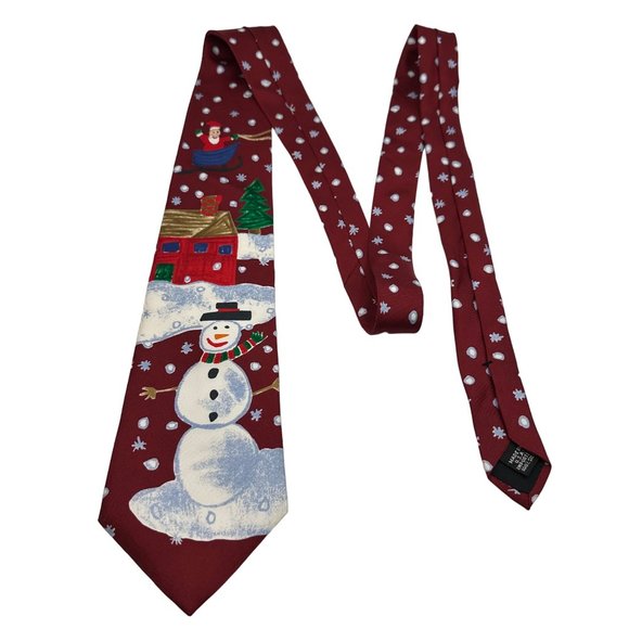Save The Children Neck Tie Mens 100% Silk Red Here Comes Santa Christmas Holiday - Picture 3 of 8